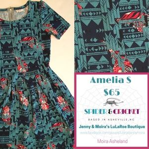LuLaRoe Small Amelia Dress, BNWT, Feathers